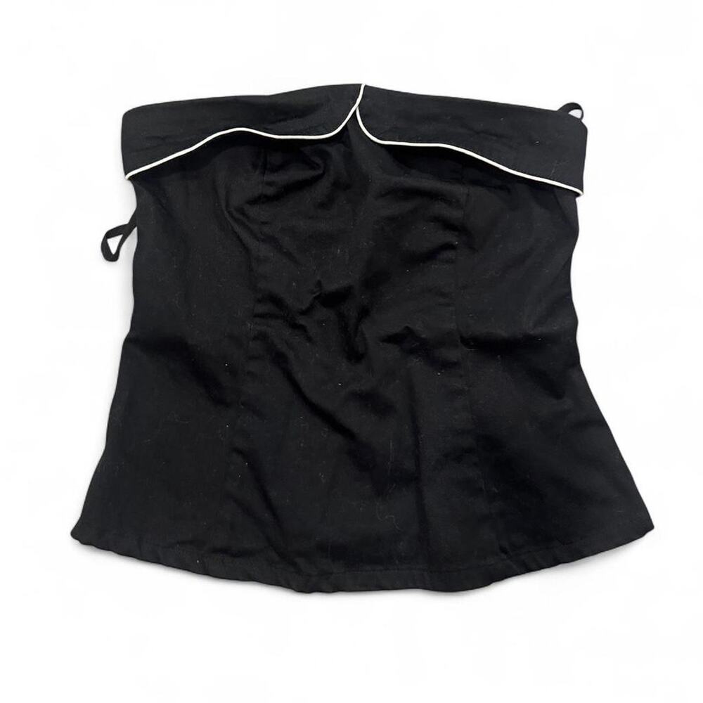 Vintage black strapless corset top with white detail
